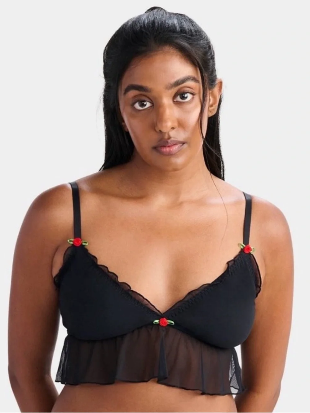 Parade Black Mesh Bralette XL‎ Rose Lingerie Coquette